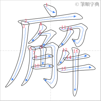 “「廨」的筆順”