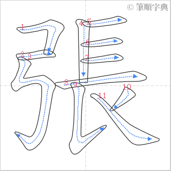 “「張」的筆順”