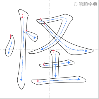 “「怪」的筆順”