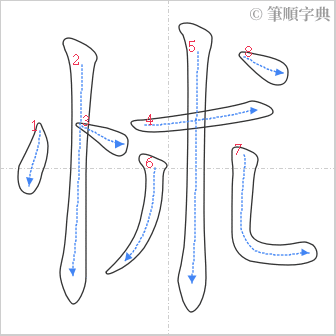 “「怵」的筆順”