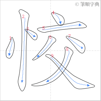 “「恔」的筆順”