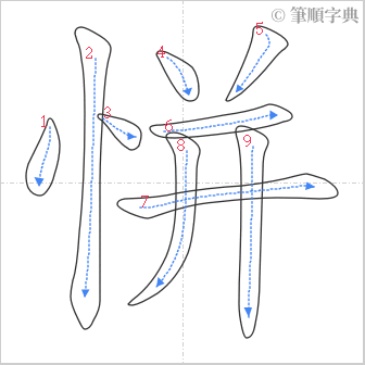 “「恲」的筆順”