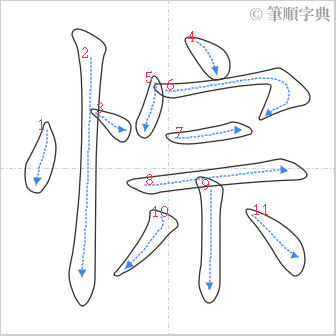 “「悰」的筆順”