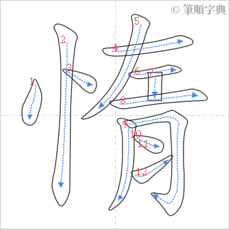 “「惰」的筆順”