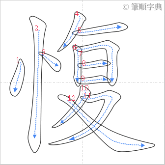 “「愎」的筆順”