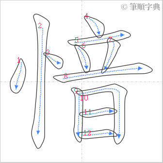 “「愔」的筆順”