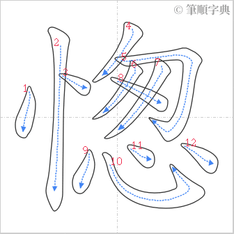 “「愡」的筆順”