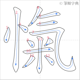 “「愾」的筆順”