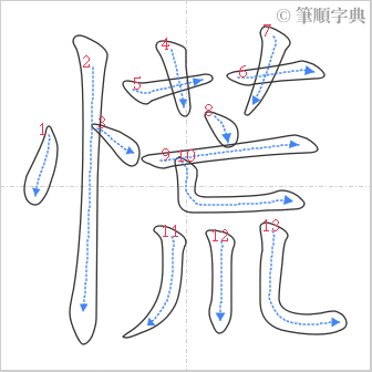 “「慌」的筆順”