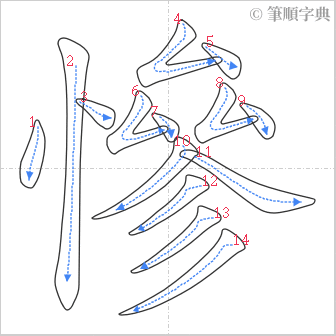 “「慘」的筆順”