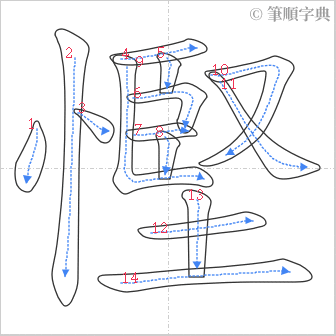 “「慳」的筆順”