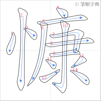 “「慷」的筆順”