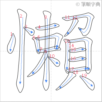 “「懶」的筆順”