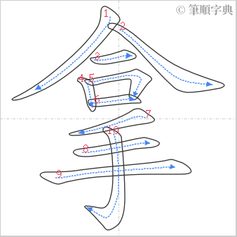 “「拿」的筆順”