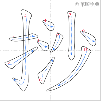 “「挱」的筆順”