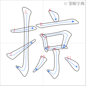 “「掠」的筆順”