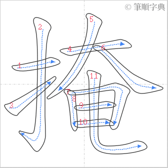 “「掩」的筆順”