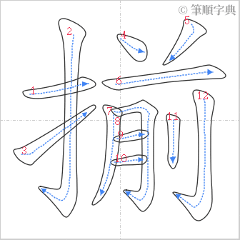 “「揃」的筆順”