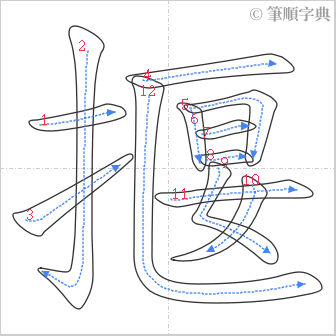 “「揠」的筆順”