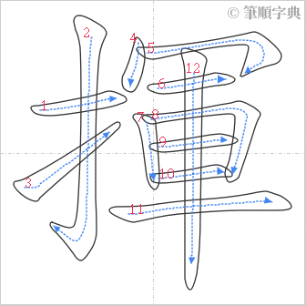 “「揮」的筆順”