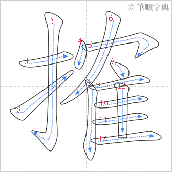 “「搉」的筆順”