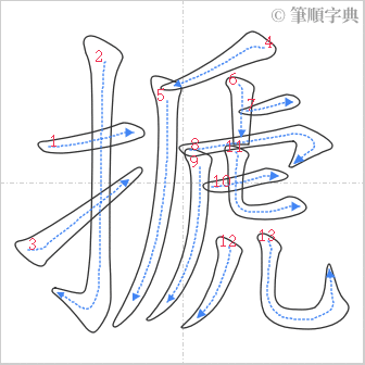 “「搋」的筆順”