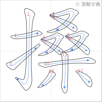 “「搡」的筆順”