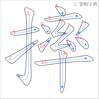 “「摔」的筆順”