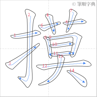 “「摸」的筆順”