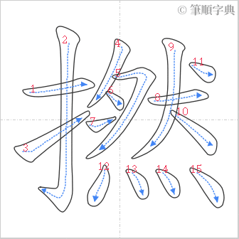 “「撚」的筆順”