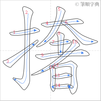 “「撦」的筆順”