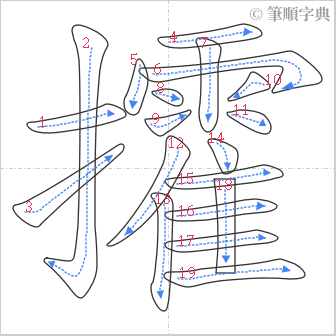 “「攉」的筆順”