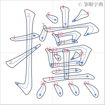 “「攩」的筆順”