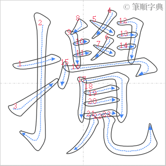 “「攪」的筆順”