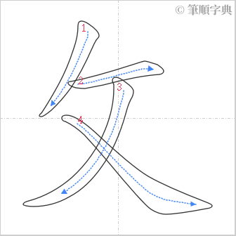 “「攵」的筆順”