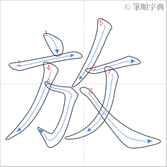 “「放」的筆順”