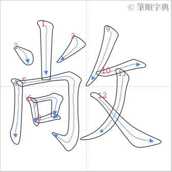 “「敞」的筆順”