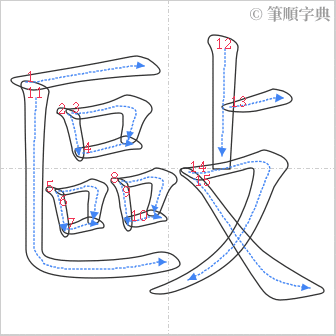 “「敺」的筆順”