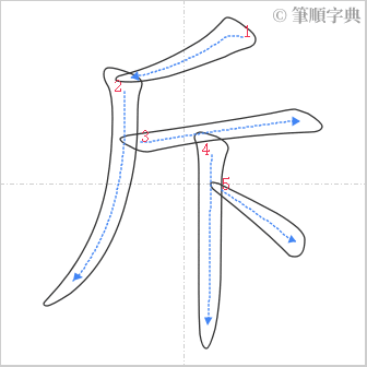 “「斥」的筆順”