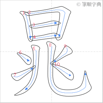 “「晁」的筆順”