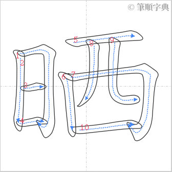 “「晒」的筆順”