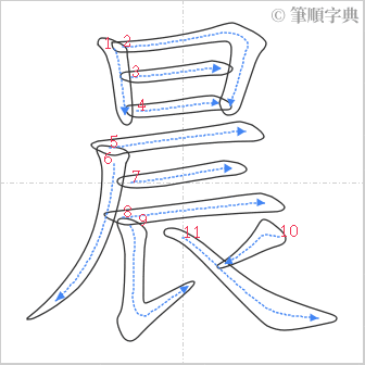 “「晨」的筆順”