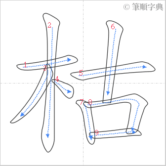 “「枯」的筆順”