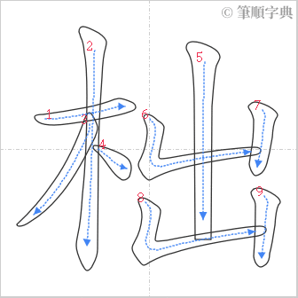 “「柮」的筆順”