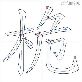 “「桅」的筆順”