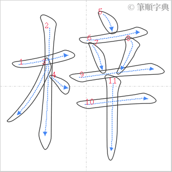 “「梓」的筆順”