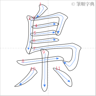 “「梟」的筆順”