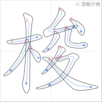 “「梭」的筆順”