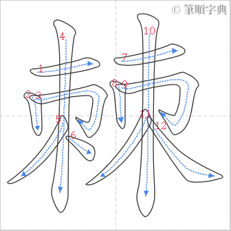 “「棘」的筆順”