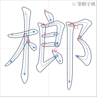 “「榔」的筆順”